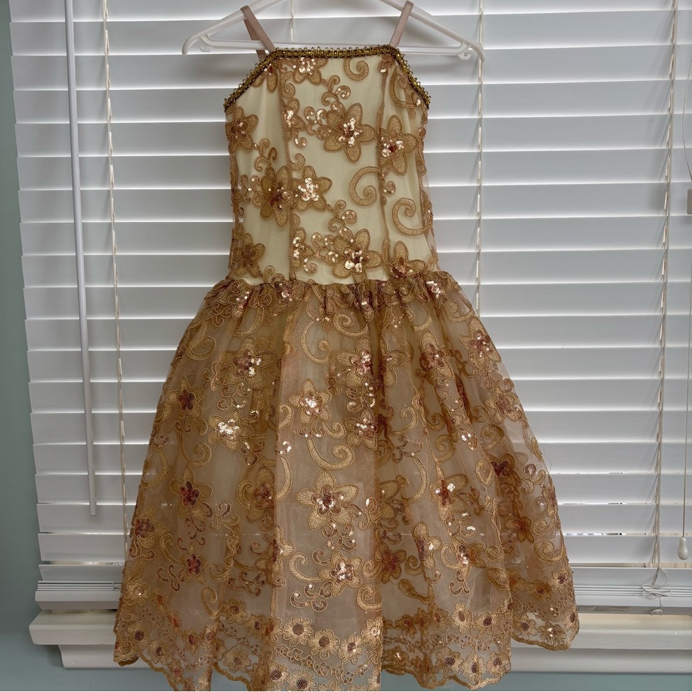 Curtain Call Gold Ballet Costume Size CME Style C394